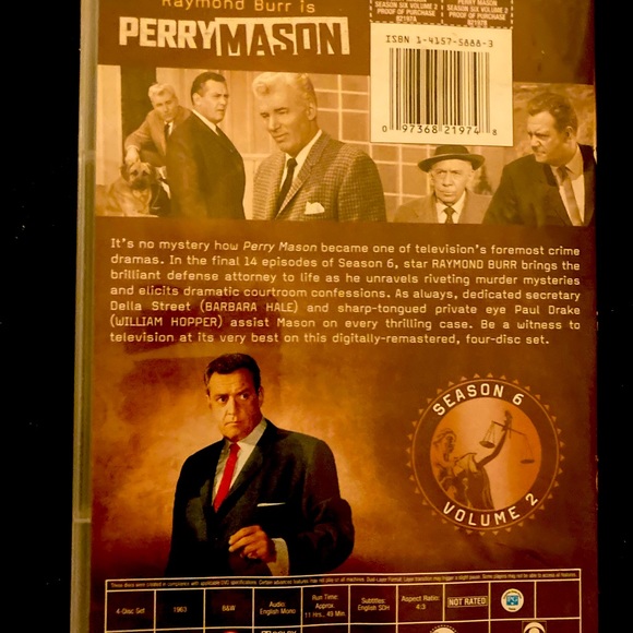 Perry Mason Season 6 Volume 2 / 4 Disc Set Mint condition EUC - Picture 2 of 5
